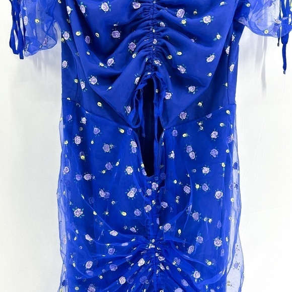 Alice McCall Royal Blue Mood For Love Midi Dress Floral Glitter Tiered Skirt NWT - Picture 5 of 11